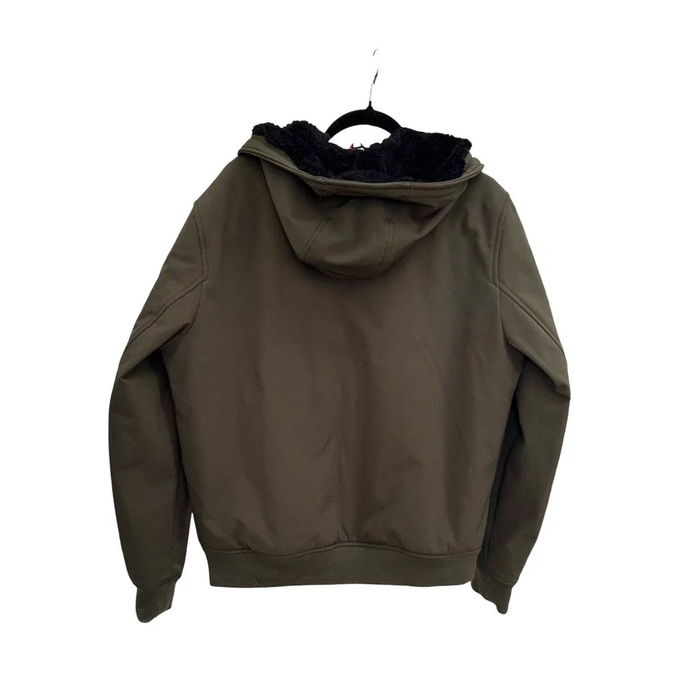 Tommy Hilfiger Men Olive Green 3 Layer Fabric Water Wind Resistant Jacket Hood M